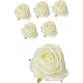 umělá květina 6 x umělá růže vyrobená pro svazky hlavička pupen umělé květy BÍLÁ velká