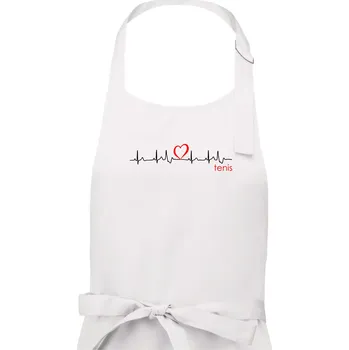 Kuchyňská zástěra Moje srdce bije pro tenis - Pánská zástěra na vaření - Univerzální velikost ( Bílá )