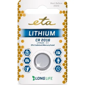 Článková baterie Baterie lithiová ETA PREMIUM CR2016, blistr 1ks