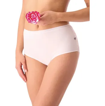 Dámské spodní prádlo Kalhotky Key bavlněné- vysoký pas s lesklým nápisem, bílá L i384_4263268