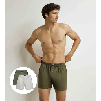 Trenýrky DIM COTTON STRETCH LOOSE BOXER 2x DI000DXY šedá - zelená M