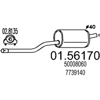 Tlumič výfuku Střední tlumič výfuku MTS 01.56170