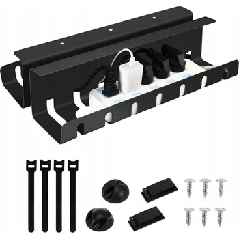 MASKOVACÍ ORGANIZÉR NA KABELY DRŽÁK POLICE NASTAVITELNÝ POD STŮL DESKU 43CM