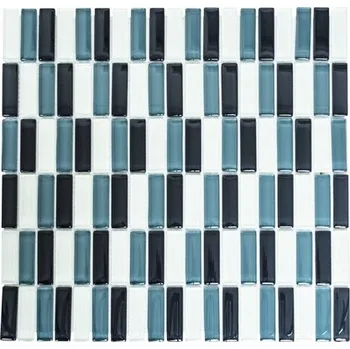 Obklad Skleněná mozaika, obklad mix šedá, bílá, černá