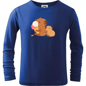 Chlapecké tričko Kapybara se zmrzlinou - Triko dětské Long Sleeve - 158 cm/12 let ( Královská modrá )