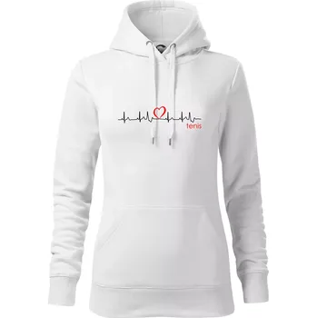 Dámská mikina Moje srdce bije pro tenis - Mikina dámská Cape s kapucí - XL ( Bílá )