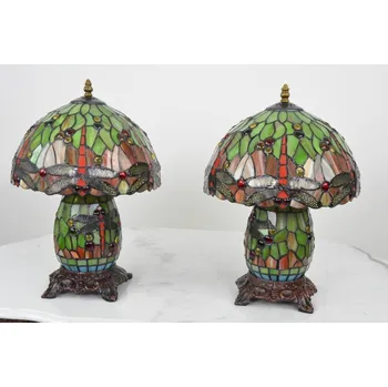 Dekorativní svítidlo Tiffany lampy s vážkami - svítící podstavec - pár