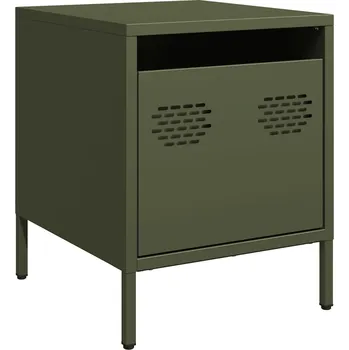 Noční stolek Noční stolek z oceli industriální 35x39x43,5 cm, olivově zeleň