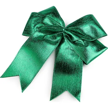 Vánoční dekorace Vánoční mašle metalická Varianta: 5 (13x12 cm) zelená, Balení: 1 ks