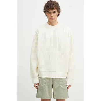 Pánský svetr Svetr z vlněné směsi MKI MIYUKI ZOKU Chunky Rib Knit Crewneck, XL, béžová, 01X