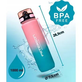 MOTIVAČNÍ SPORTOVNÍ LÁHEV NA VODU LAHEV NA PITÍ NA NÁPOJ S MĚRKOU 1000 ml TRITAN