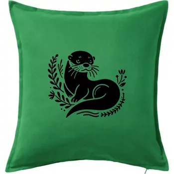 Polštář Vydra černobílá - Polštář 50x50 - 50x50 - Pouze potah ( Středně zelená )