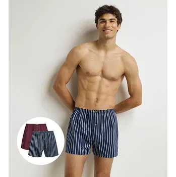 Trenýrky DIM COTTON STRETCH LOOSE BOXER 2x DI000DXY tmavě červená - tmavě modrá L