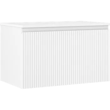 Koupelnový nábytek Mexen Rivel koupelnová skříňka pod umyvadlo 80 cm s deskou, 1 zásuvka, drážkovaná, bílá mat - 91A20-08047-1-BFC01 Koupelnové skříňky