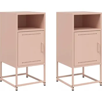 Noční stolek Ocelové noční stolky 36x39x78 cm růžové