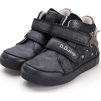 Dětská treková obuv D.D.STEP dívčí kotníková obuv A068-52459BM černá-svítící 27