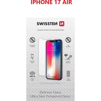 Sklo Swissten 2,5D iPhone Air – ochranné čiré (Ochranné temperované sklo SWISSTEN 2,5D RE pro Apple iPhone Air – tvrzené sklo, 9H tvrdost, oleofobní vrstva, 100% průhlednost)