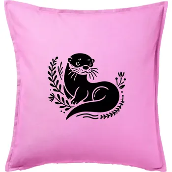 Polštář Vydra černobílá - Polštář 50x50 - 50x50 - Pouze potah ( Růžová )