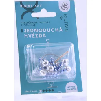 Dětské zboží Sada na výrobu ozdoby z perliček - Jednoduchá hvězda - stříbrná/modrá