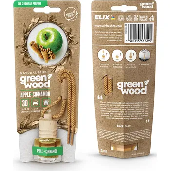Osvěžovač vzduchu ELIX GREEN WOOD - Osvěžovač vzduchu s dřevěným víčkem Apple & Cinnamon