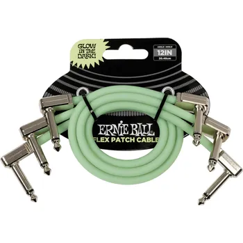 Ernie Ball Flex Patch Cable 12in - Glow in Dark - 3 Pack + prodloužená záruka 3 roky