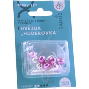 kreativní sada Sada na výrobu ozdoby z perliček - Huderovka - stříbrná/růžová