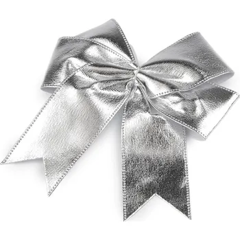 Vánoce Vánoční mašle metalická Varianta: 4 (13x12 cm) stříbrná, Balení: 6 ks