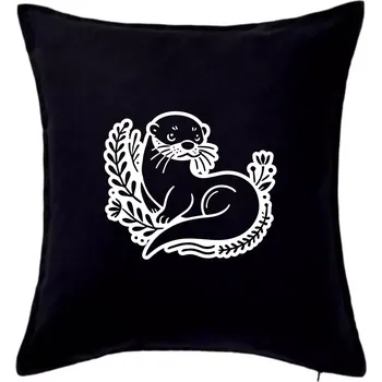 Polštář Vydra černobílá - Polštář 50x50 - 50x50 - Pouze potah ( Černá )