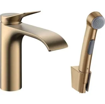 Hansgrohe Vivenis - Umyvadlová baterie s výpustí Push-Open a bidetovou sprškou, EcoSmart, kartáčovaný bronz 75210140