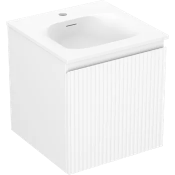 Koupelnový nábytek Mexen Rivel koupelnová skříňka 45 cm s umyvadlem Vela, 1 zásuvka, drážkovaná, bílá matná - 91A20-04547-1-BF01-W23M01 Skříňky s umyvadlem