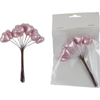 Vánoční dekorace Dekorační srdíčka na drátku, 12 ks X7608-05