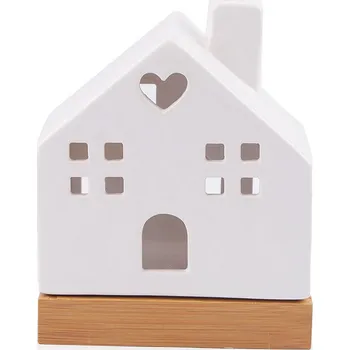 Vánoční dekorace Porcelánový domeček svítící Varianta: 1 bílá srdce, Balení: 1 ks