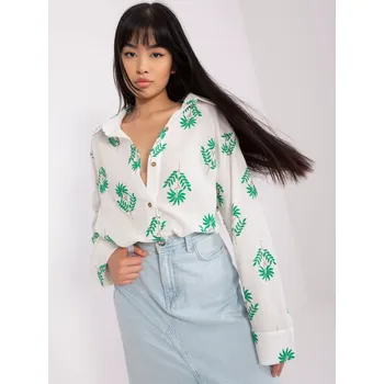 Dámská košile Dámská oversize košile ecru-zelená s pestrým vzorem, L i523_2016103410620