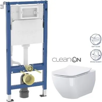Klozet GEBERIT DuofixBasic bez tlačítka + WC CERSANIT VIRGO CLEANON + SEDÁTKO 458.103.00.2 X ME1