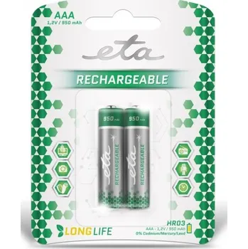 Článková baterie Baterie nabíjecí ETA AAA, HR03, 950mAh, Ni-MH, blistr 2ks