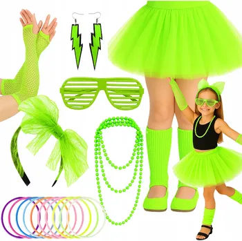 Karnevalový kostým KOSTÝM SUKNĚ 80. A 90. LÉTA ITALO DISCO RETRO NEON 122 128