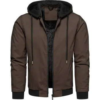 Pánská softshellová bunda Pánská přechodová bunda na zip s odepínací kapucí hnědá M
