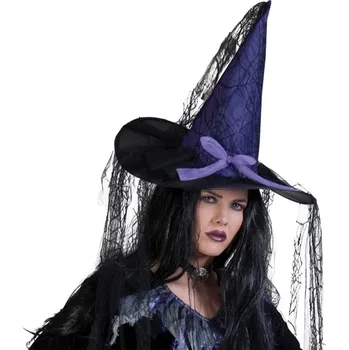 Karnevalový doplněk Klobouk čarodějnice s pavučinami