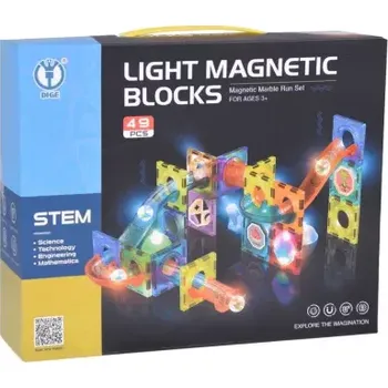 ostatní stavebnice Svítící magnetická stavebnice – kuličková dráha, 49 prvků