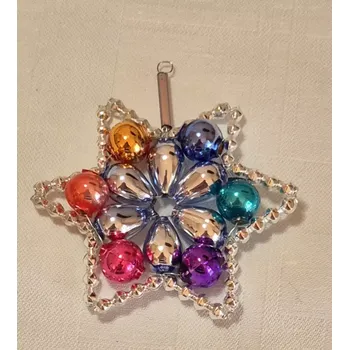 Vánoční ozdoba Vánoční hvězda "HUDEROVKA" - barevná/duha (vánoční ozdoby z dutých perlí)