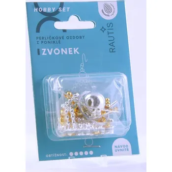 kreativní sada Sada na výrobu ozdoby z perliček - Zvonek - stříbrný/zlatý