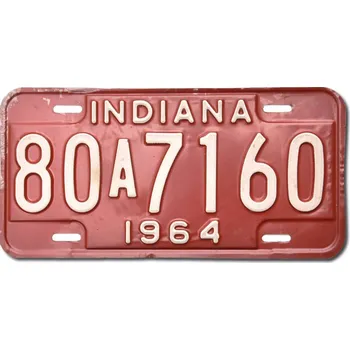 Plechová cedule Americká SPZ Indiana 1964 Red 80A7160
