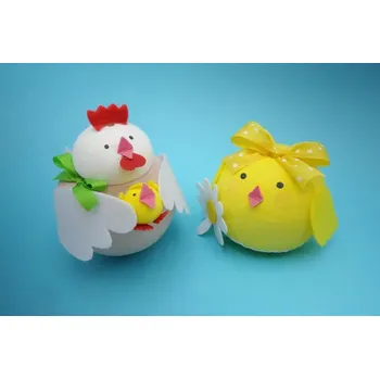 Velikonoční dekorace Slepička s kuřátkem - skládačka