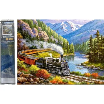 Diamantové malování Diamantový obrázek - Vlak v horském údolí 30 x 40 cm