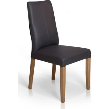 Jídelní židle Šedá židle pravá kůže masiv dub Lora - Skladem