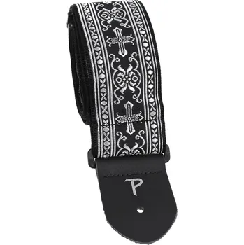 Kytarový popruh Perri's Leathers 6548 Jacquard Silver Cross + prodloužená záruka 3 roky
