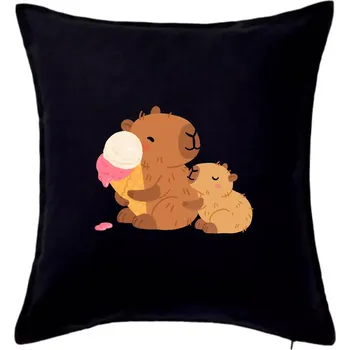Polštář Kapybara se zmrzlinou - Polštář 50x50 - 50x50 - Pouze potah ( Černá )