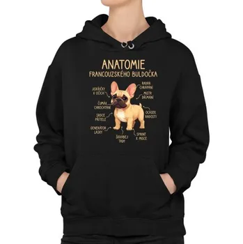 Žertovný předmět Anatomie francouzského buldočka - béžový - dámská mikina s potiskem- Tričkový.cz