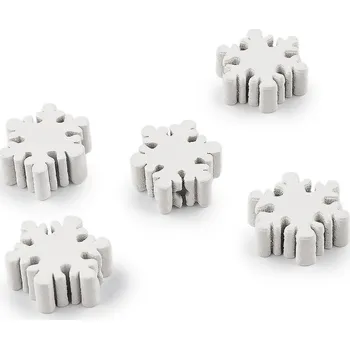 Korálek Dřevěné korálky vločka Ø20 mm, barva bílá