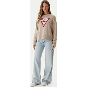 Dámský svetr Guess Jeans Svetr W4BR12 Z3HM1 Béžová Relaxed Fit XL